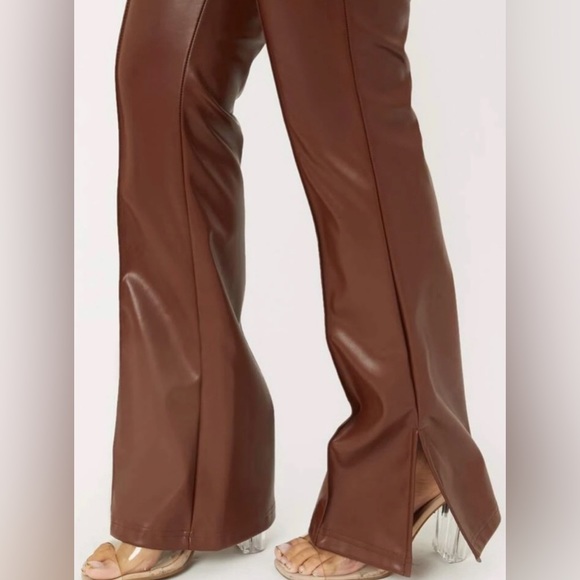 NWOT  brown faux leather pant - Picture 3 of 3